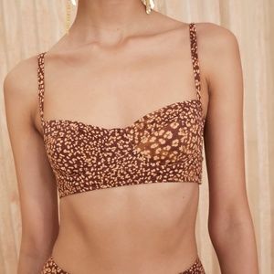 Ulla Johnson swimwear, bikini top and bottom in lynx Leopard Print, size med